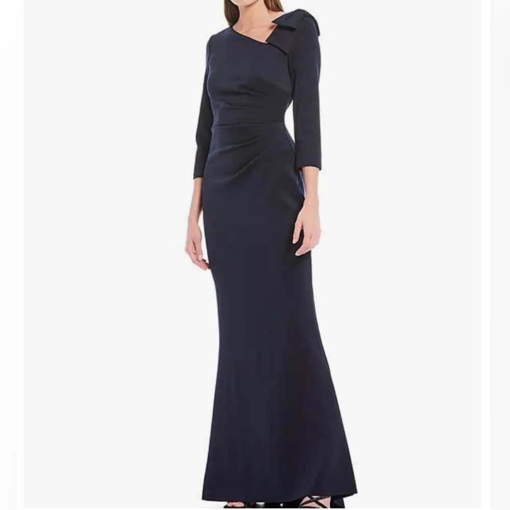 Jessica Howard Elegant Navy Blue Velvet Long Evening Gown Size 14